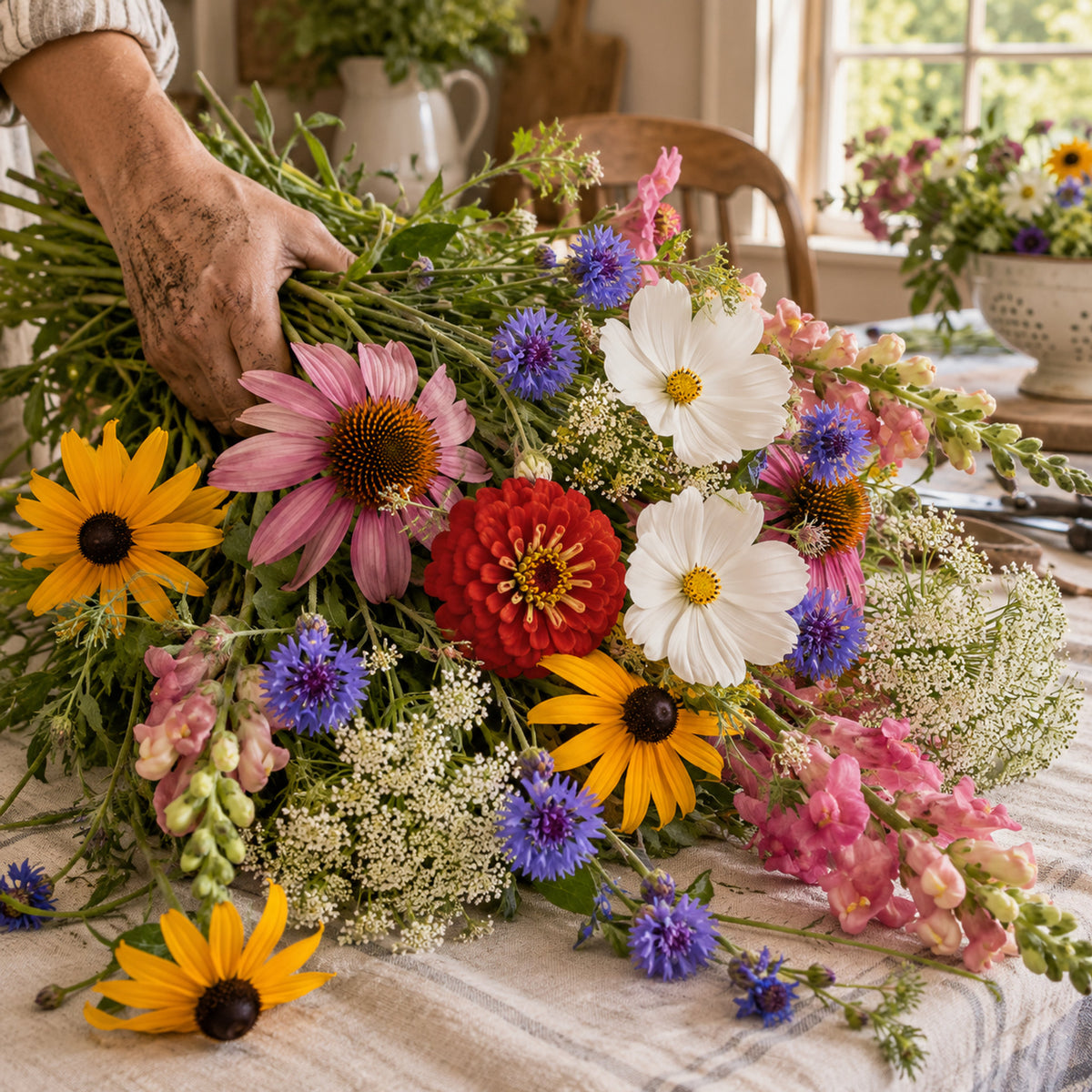 Grandmother's Cutting Garden Flower Mix Seeds harvest up close