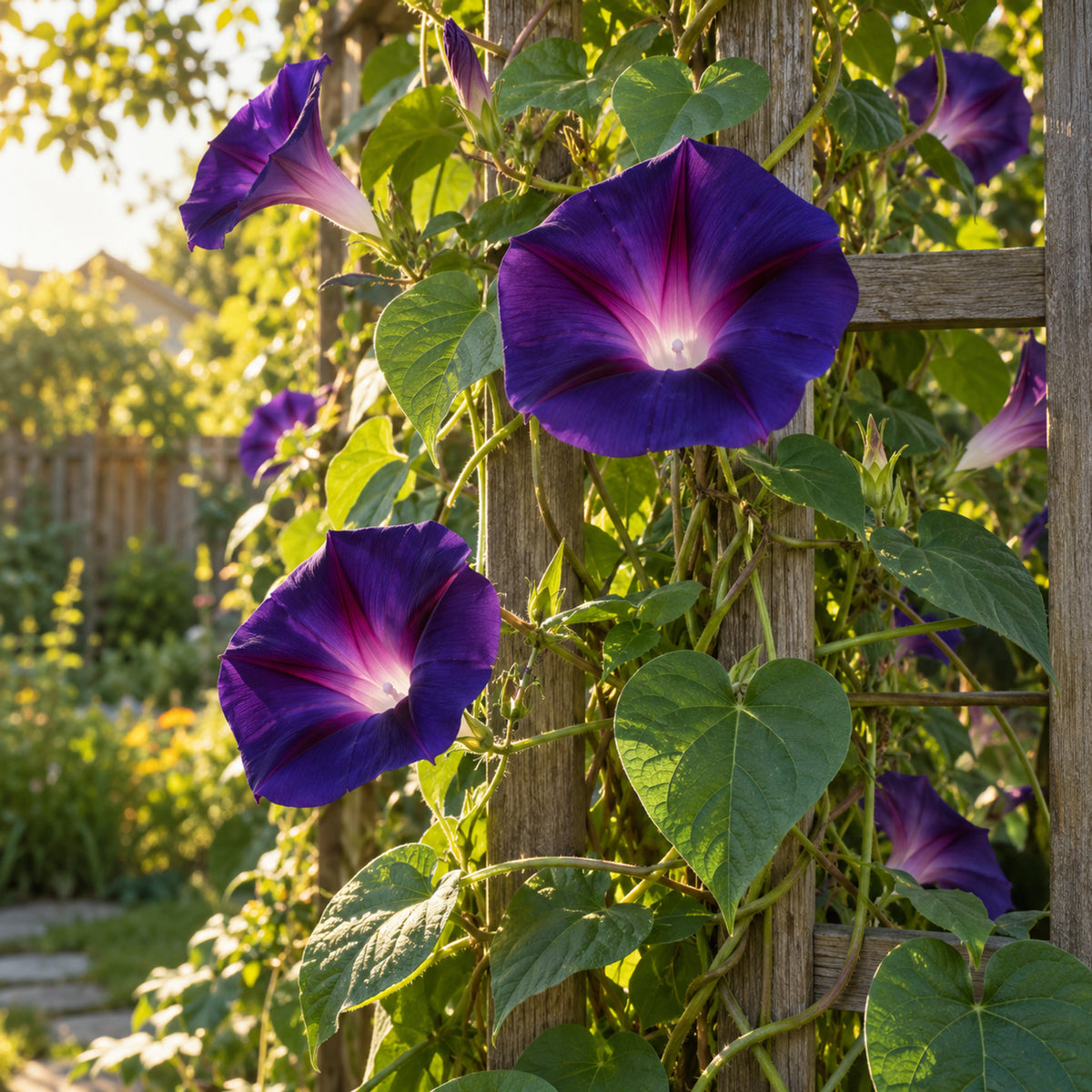 Grandpa Ott's Morning Glory Seeds growing in a home garden