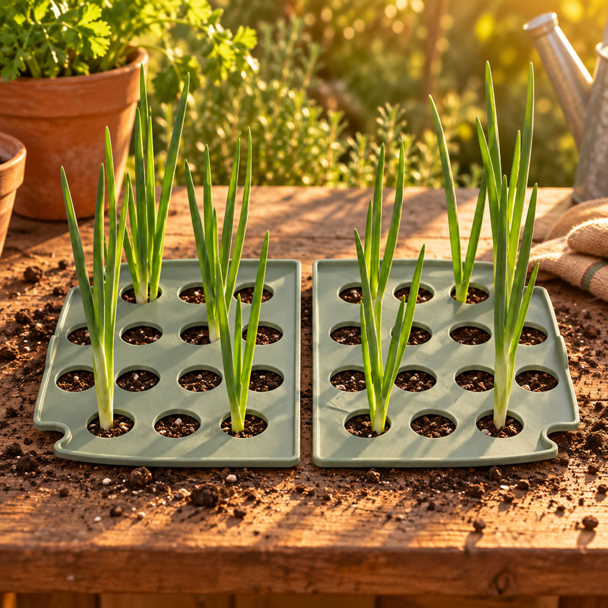 Green Onion Grow Guide in use in a home garden