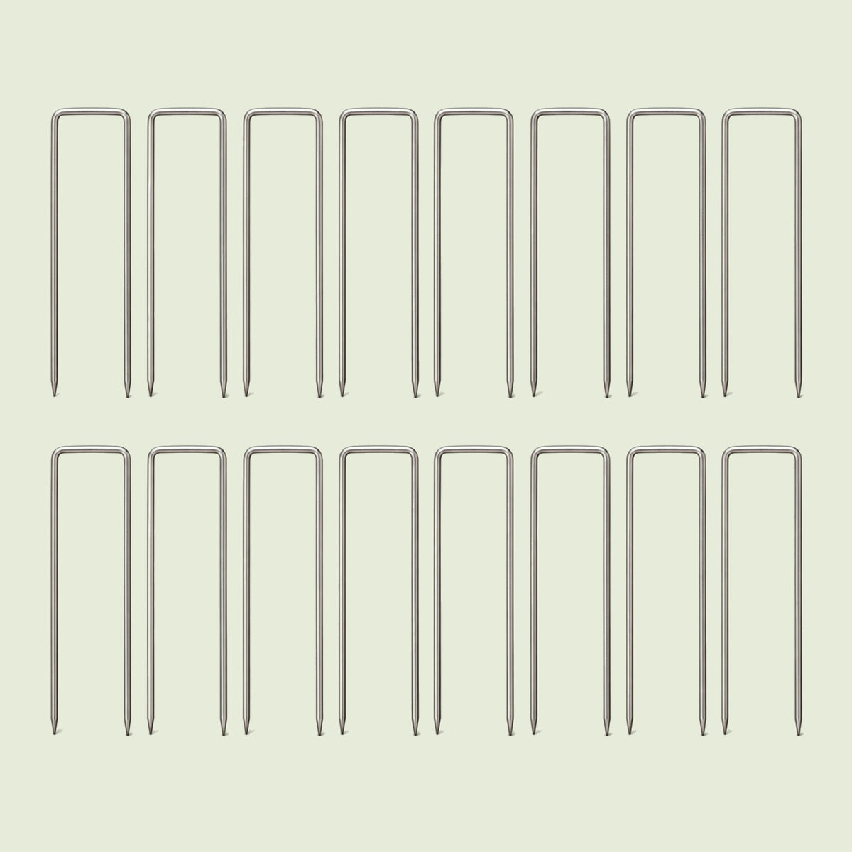 Ground Stakes for Row Cloches, 16 Pack on a soft green background