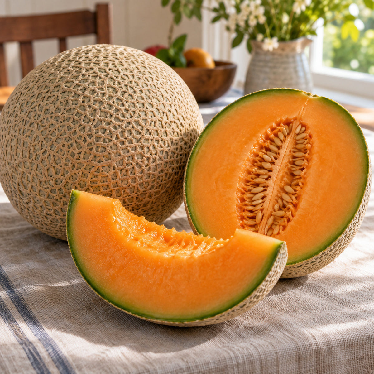 Hales Best Jumbo Cantaloupe Seeds harvest up close