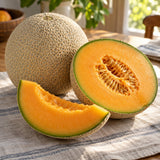 Hearts of Gold Heirloom Cantaloupe Seeds harvest up close