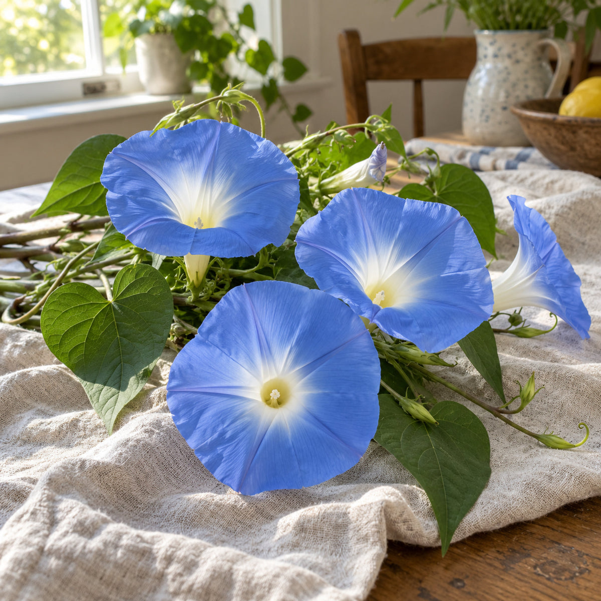 Heavenly Blue Morning Glory Seeds harvest up close