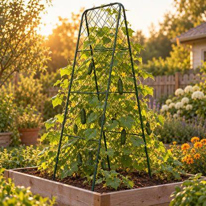 Heavy-Duty Adjustable A-Frame Trellis in use in a home garden