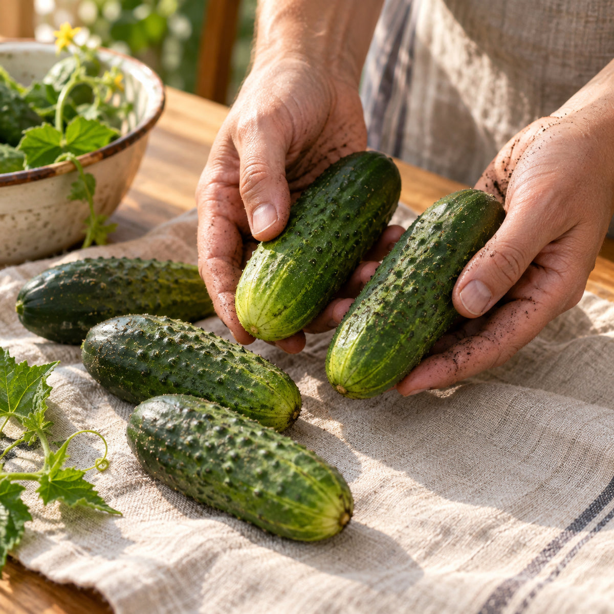 Homemade Pickles Cucumber Seeds harvest up close