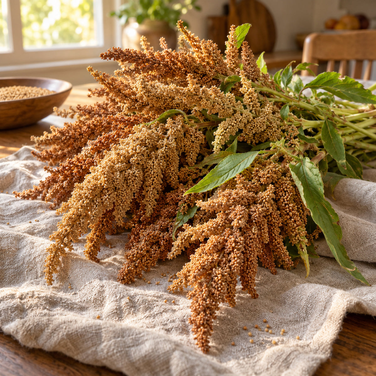 Hot Biscuits Caramel Amaranth Seeds harvest up close