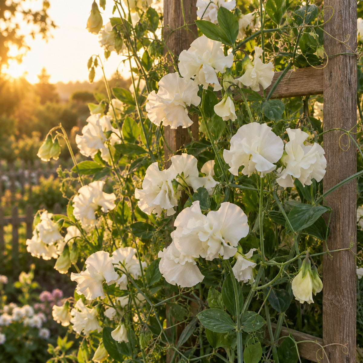 Ice Cream Sweet Pea Seeds growing in a home garden