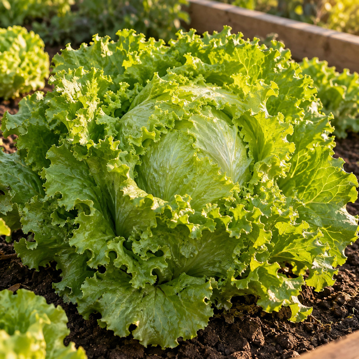 Ice Queen Crisphead Lettuce Seeds growing in a home garden