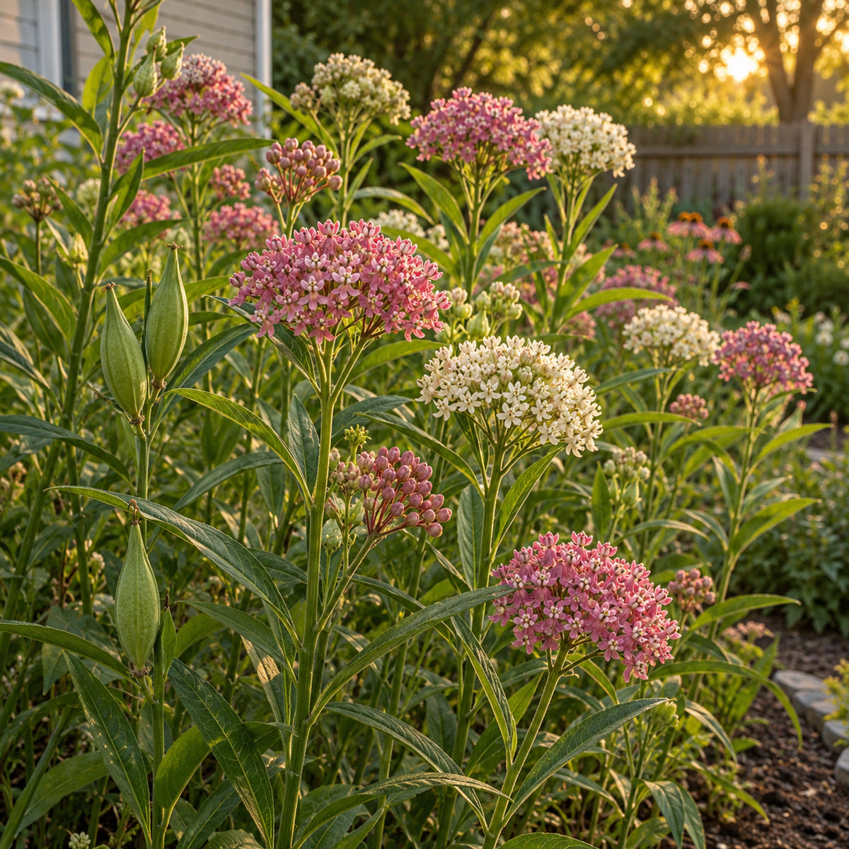Irresistible Swamp Milkweed Mix Seeds growing in a home garden