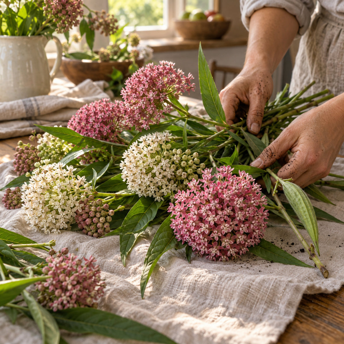 Irresistible Swamp Milkweed Mix Seeds harvest up close