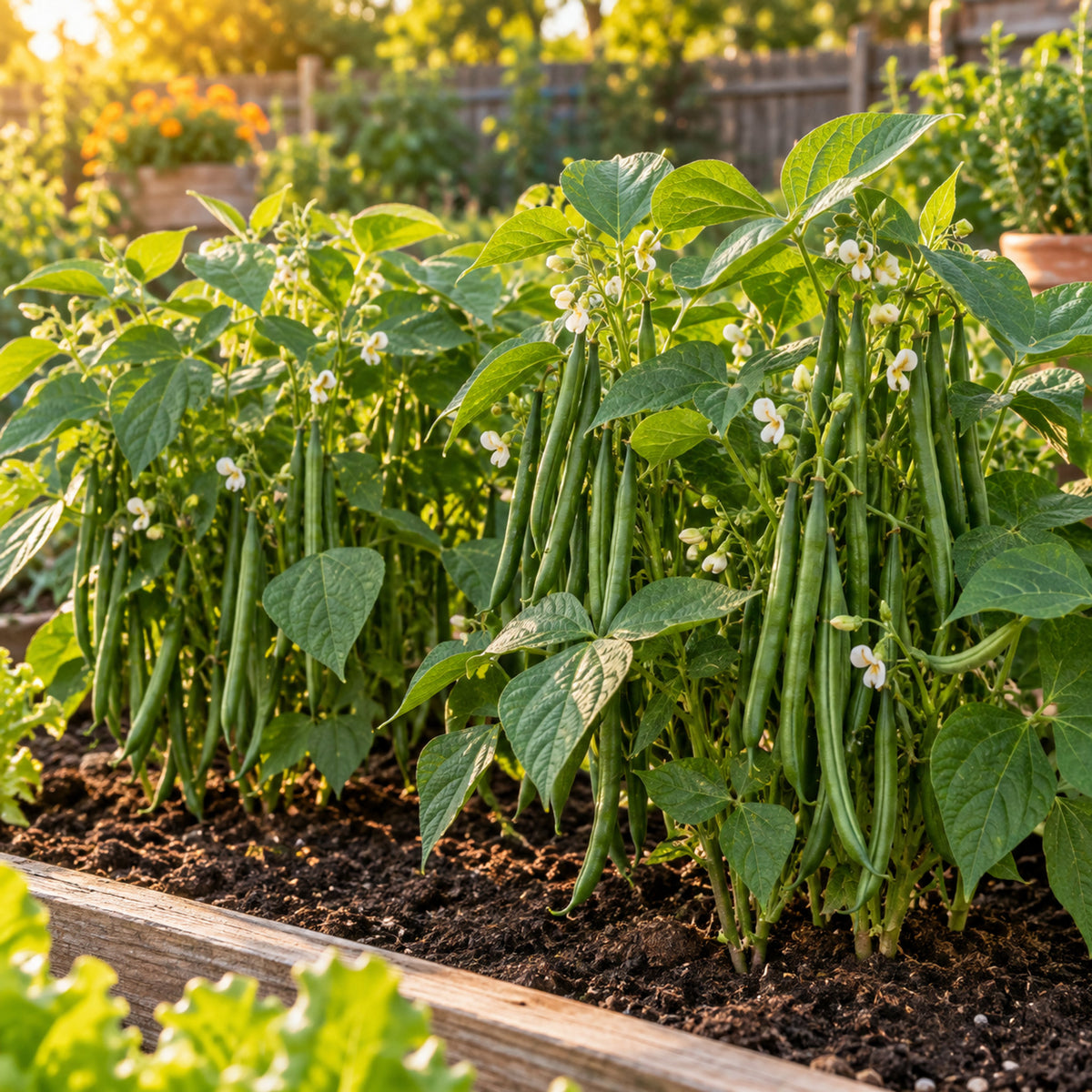 Jade Bush Bean Seeds growing in a home garden
