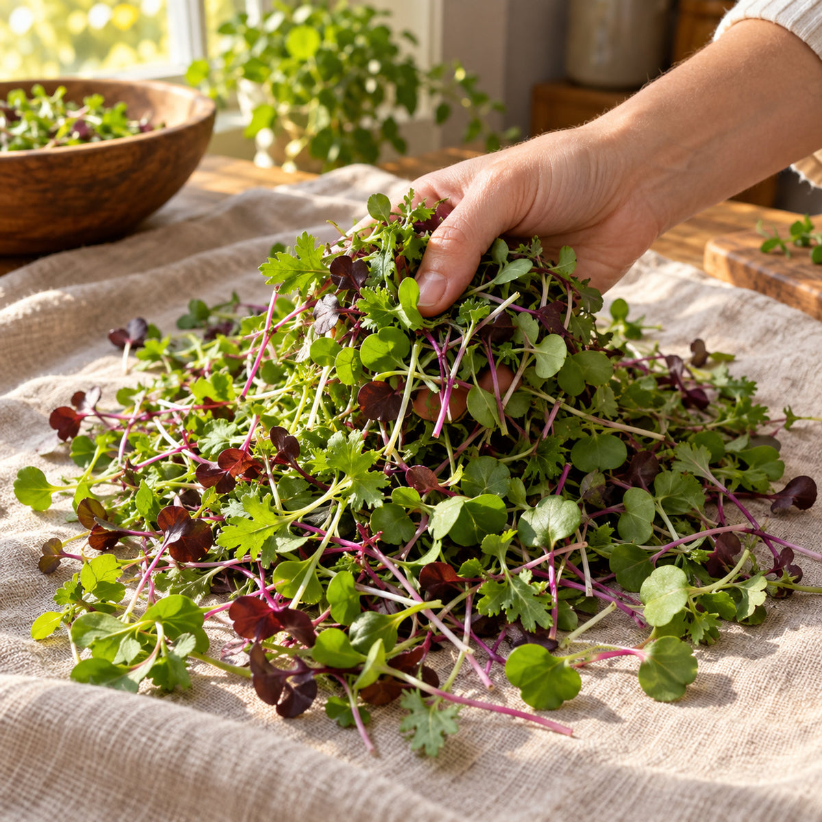Jazzy Microgreens Seed Mix harvest up close