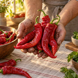 Jimmy Nardello Sweet Frying Pepper Seeds harvest up close