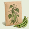 Kraft seed packet illustrated with Kentucky Wonder Pole Bean, with fresh Kentucky Wonder Pole Bean beside it