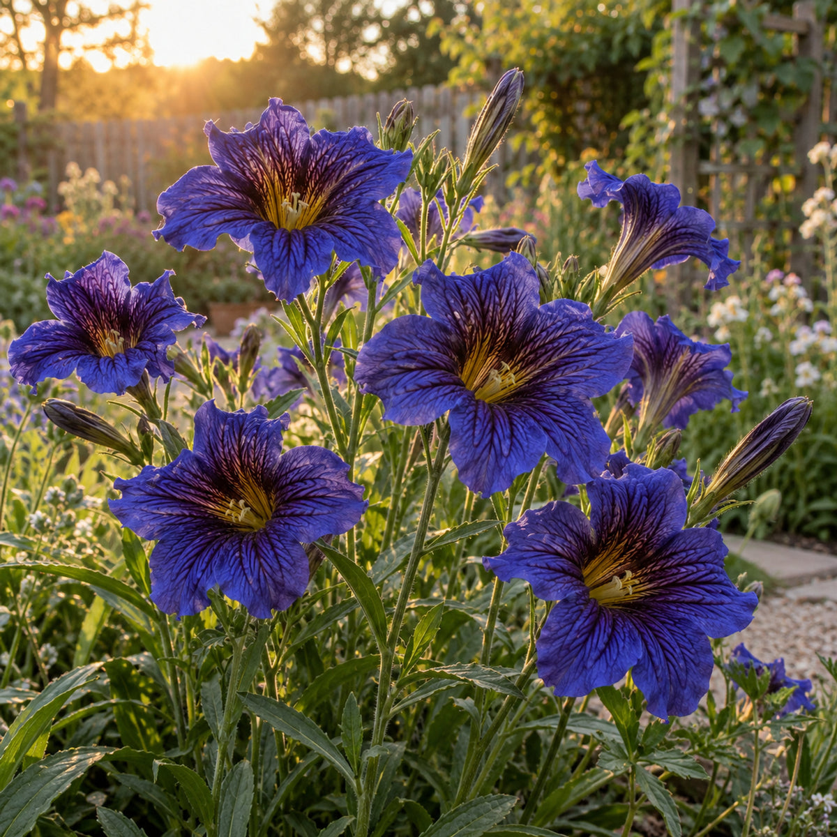 Kew Blue Salpiglossis Seeds growing in a home garden