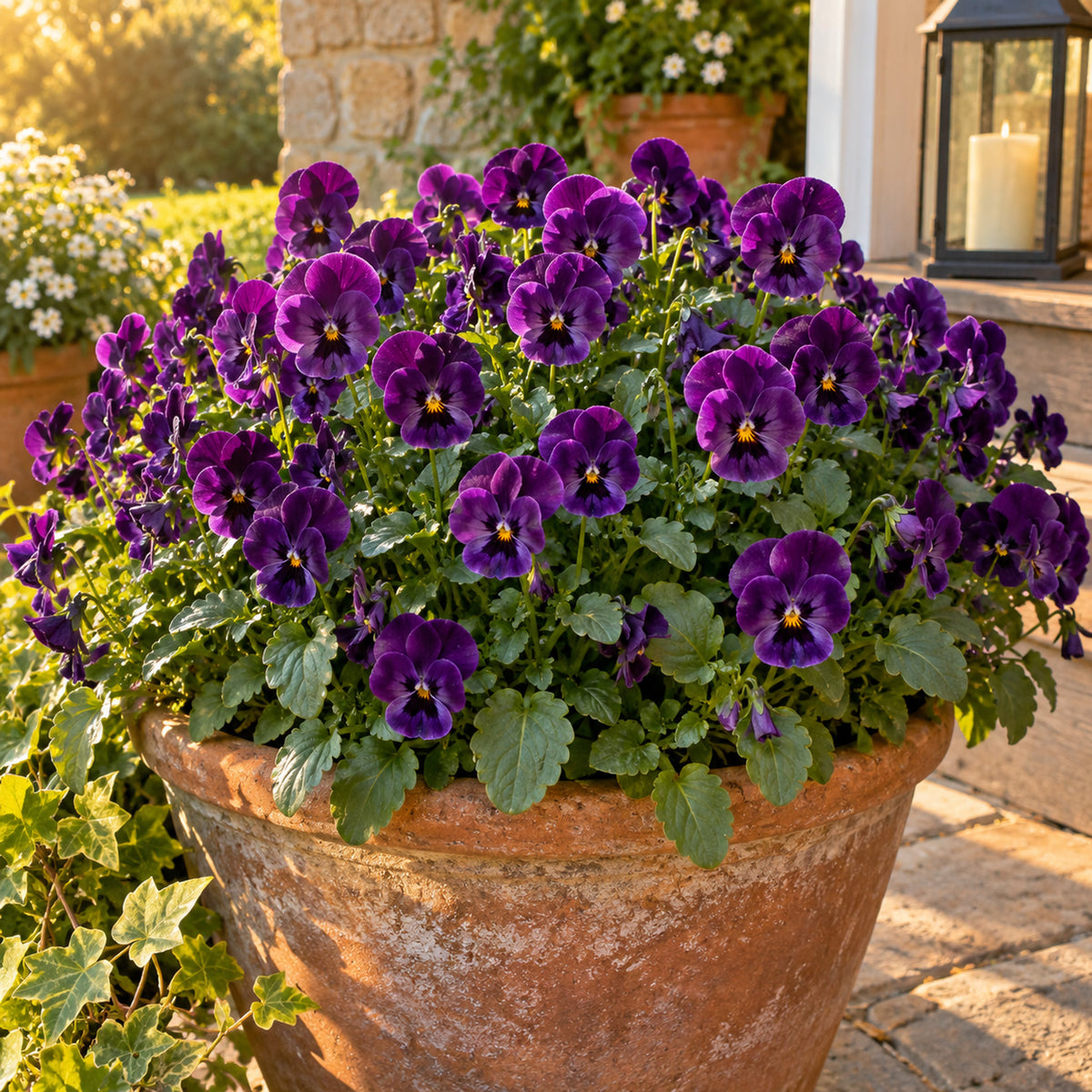 King Henry Purple Viola Seeds growing in a home garden