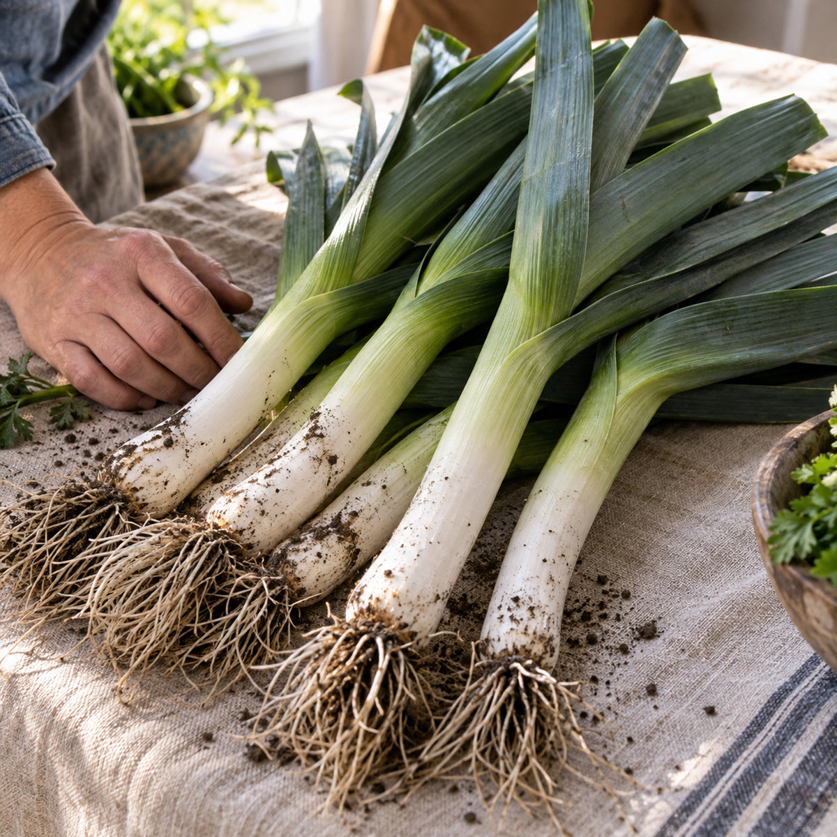 King Richard Leek Seeds harvest up close