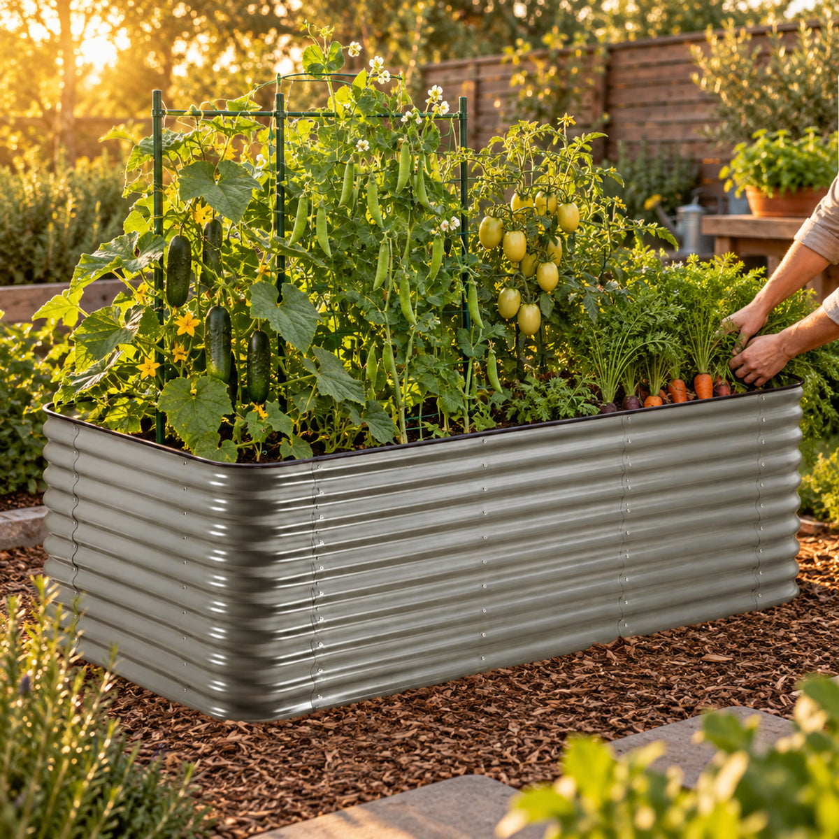 Kitchen Garnish Raised Bed Bundle in use in a home garden