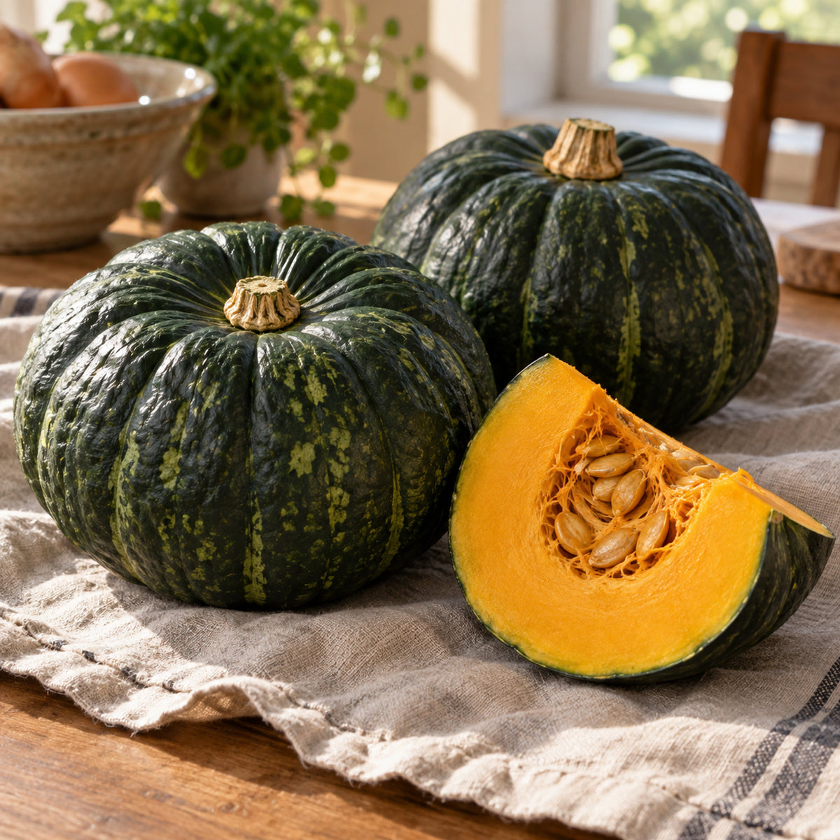 Kurinishiki Kabocha Squash Seeds harvest up close