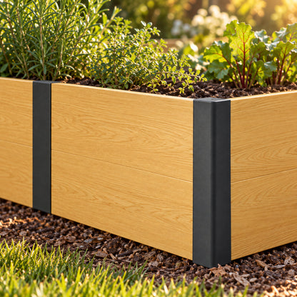 L-Shaped Woodgrain Raised Bed, 96 x 96 x 16 Inches detail