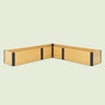 L-Shaped Woodgrain Raised Bed, 96 x 96 x 16 Inches on a soft green background