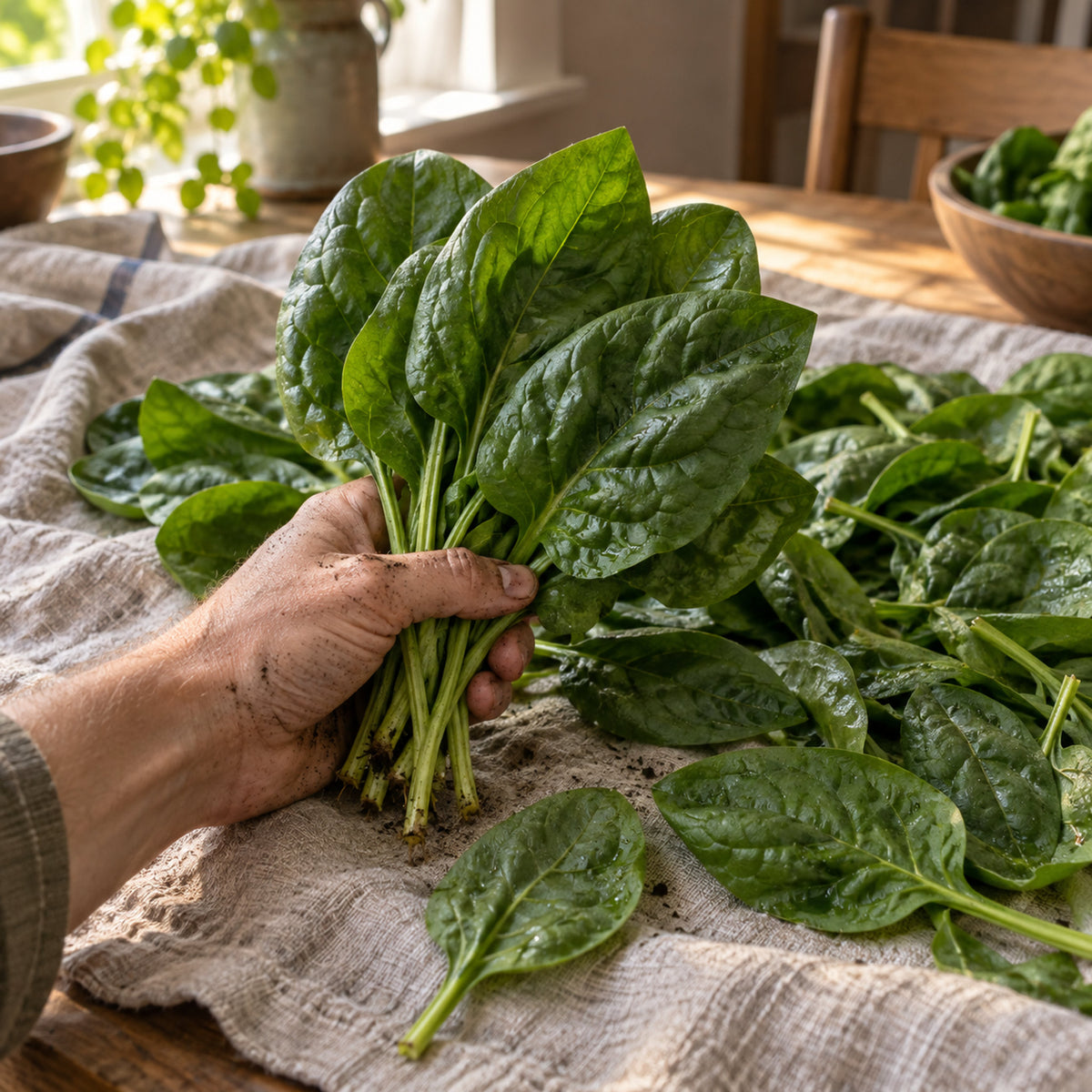 Lavewa Open Pollinated Spinach Seeds harvest up close