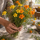 Lemon and Tangerine Signet Marigold Seeds harvest up close