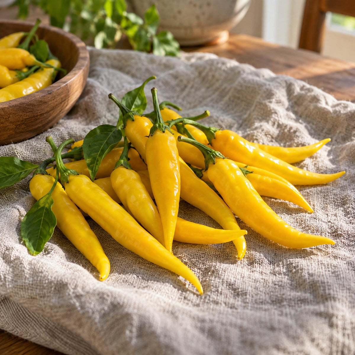 Lemon Drop Chile Pepper Seeds harvest up close