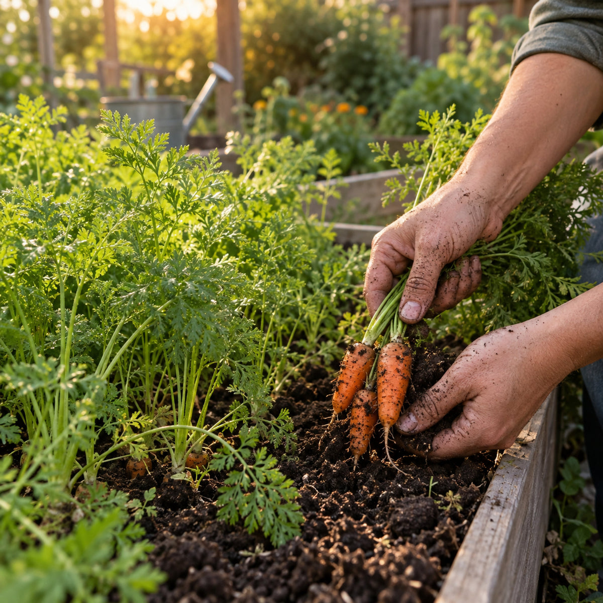 Little Finger Baby Carrot Seeds growing in a home garden