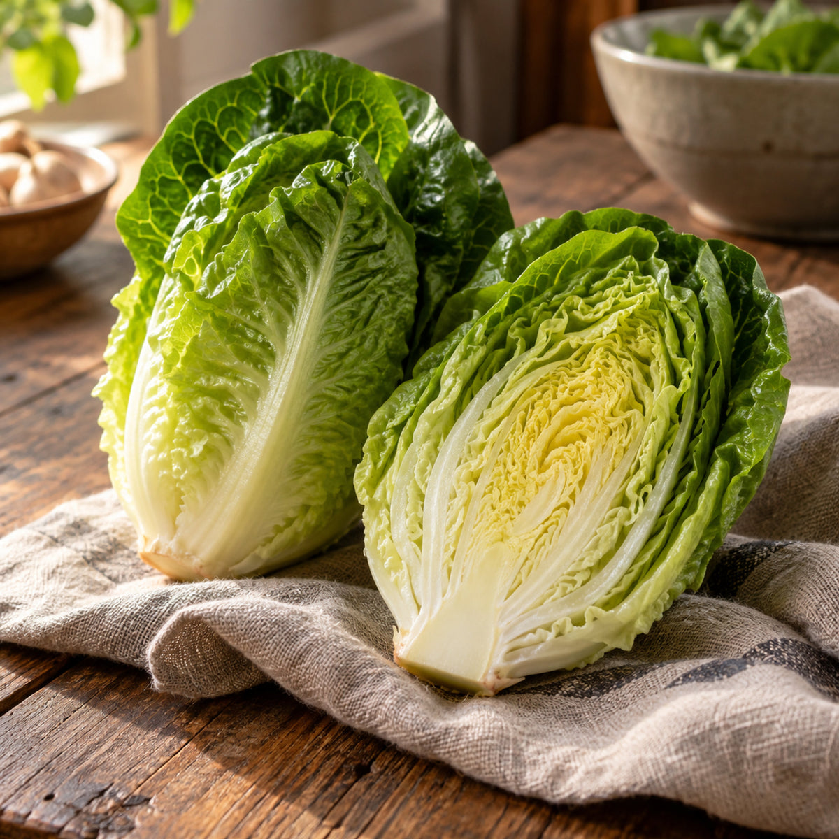 Little Gem Mini Romaine Lettuce Seeds harvest up close