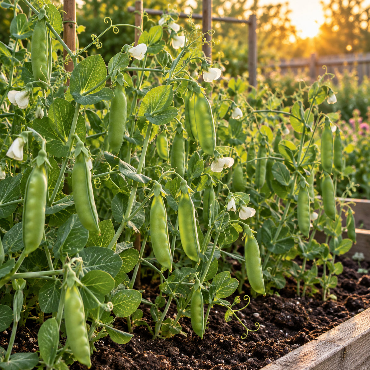 Little Marvel Shelling Pea Seeds growing in a home garden
