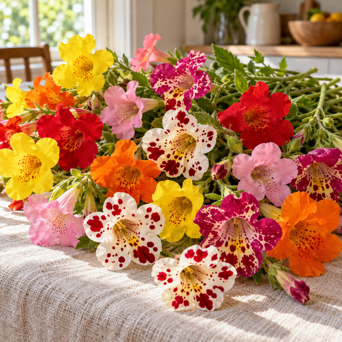 Magic Mix Monkey Flower Seeds harvest up close