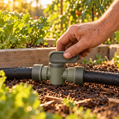 Main Shutoff Valve for Irrigation Lines in use in a home garden