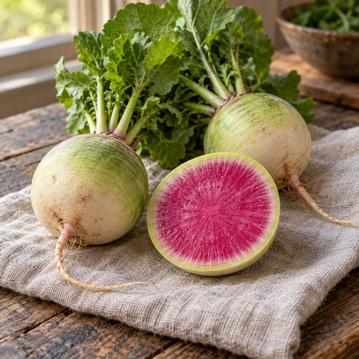 Mantanghong Watermelon Radish Seeds harvest up close