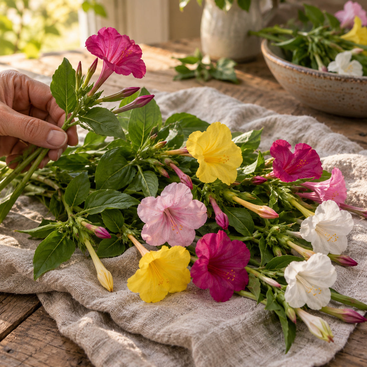 Marvel of Peru Four O Clock Flower Seeds harvest up close