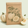 Kraft seed packet illustrated with Mashed Potatoes White Acorn Squash, with fresh Mashed Potatoes White Acorn Squash beside it