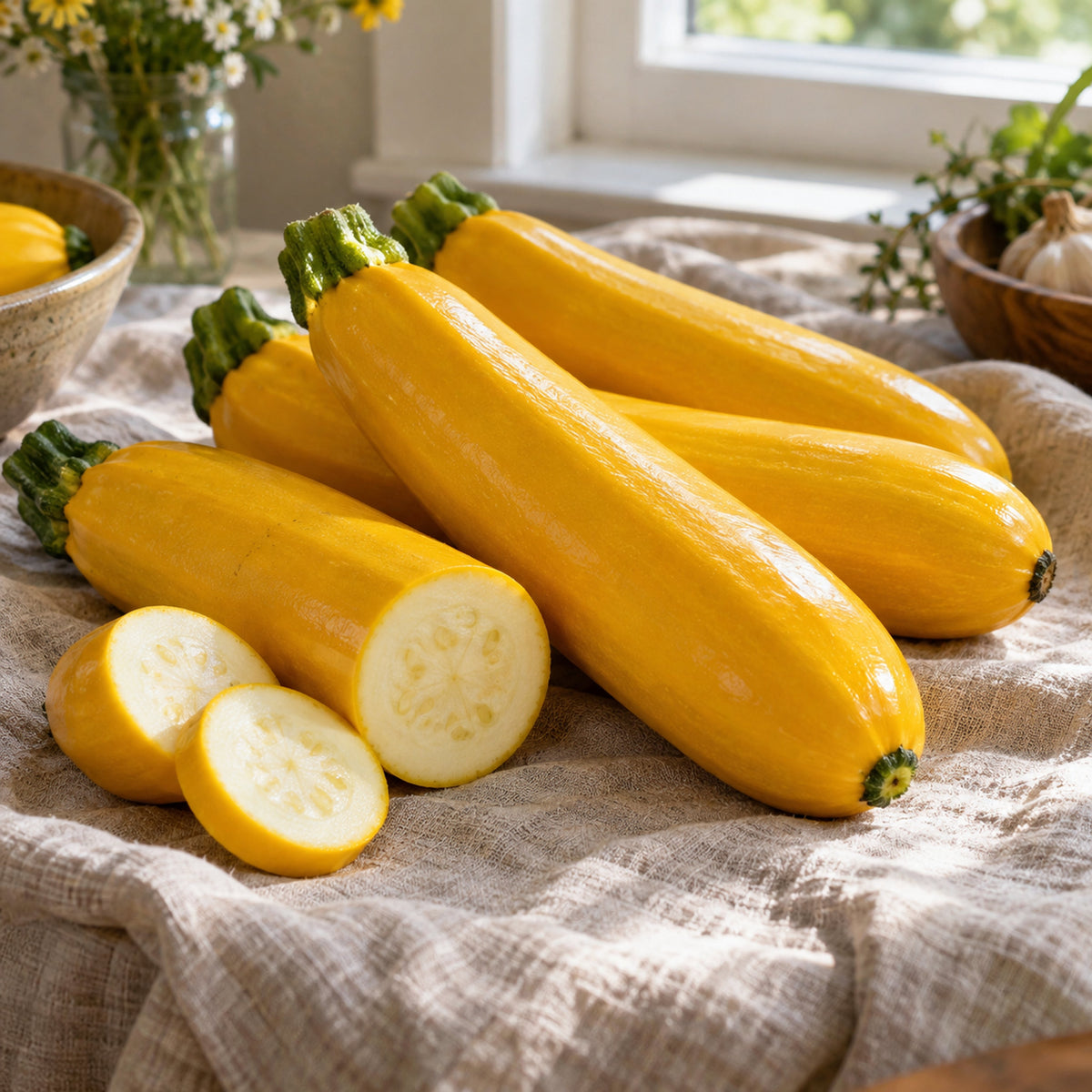 Maxs Gold Yellow Zucchini Seeds harvest up close
