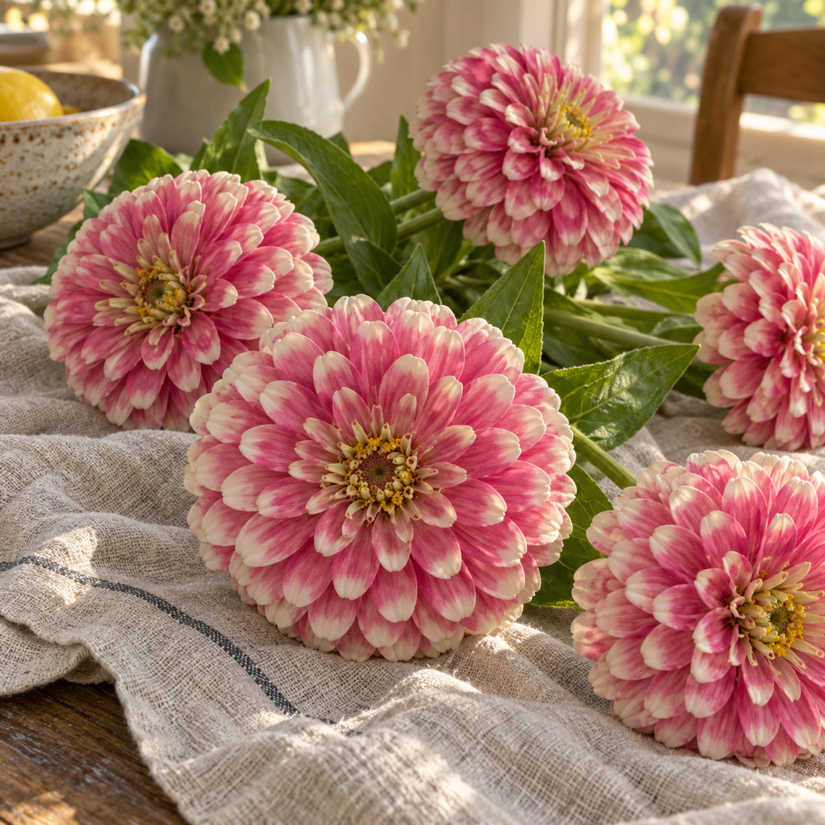 Mazurkia Pink Zinnia Flower Seeds harvest up close