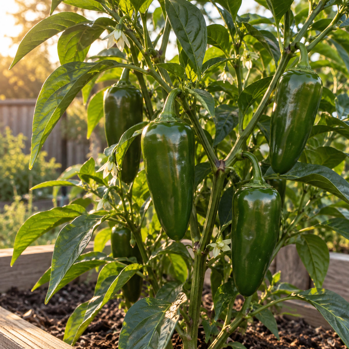 Megatron Jalapeno Pepper Seeds growing in a home garden