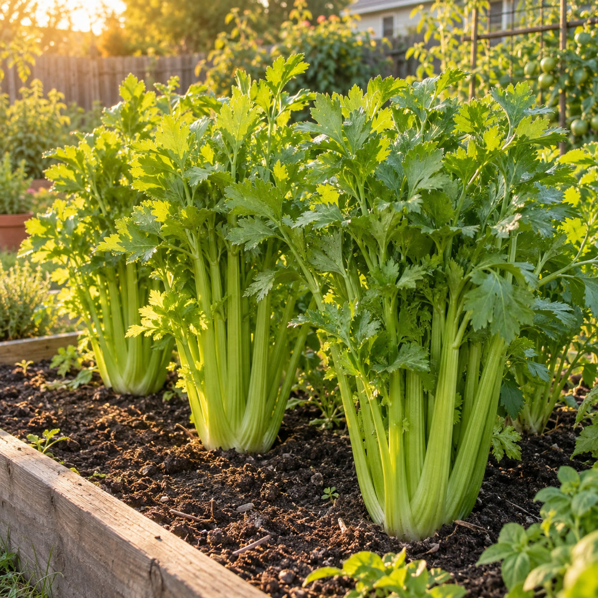 Merengo Celery Seeds growing in a home garden