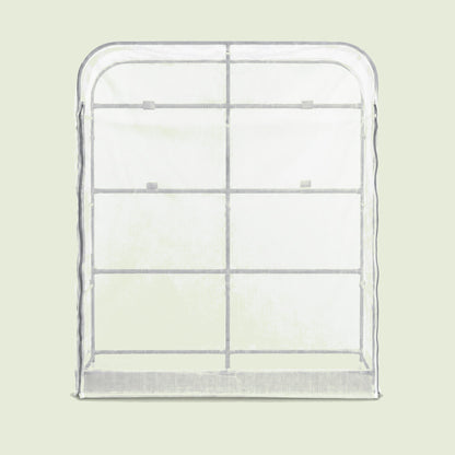 Mesh Cover and Trellis for 21 x 48 Inch Planter on a soft green background