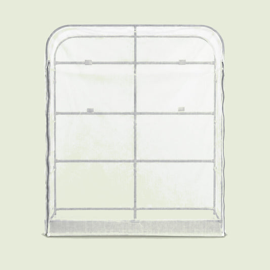 Mesh Cover and Trellis for 21 x 48 Inch Planter on a soft green background