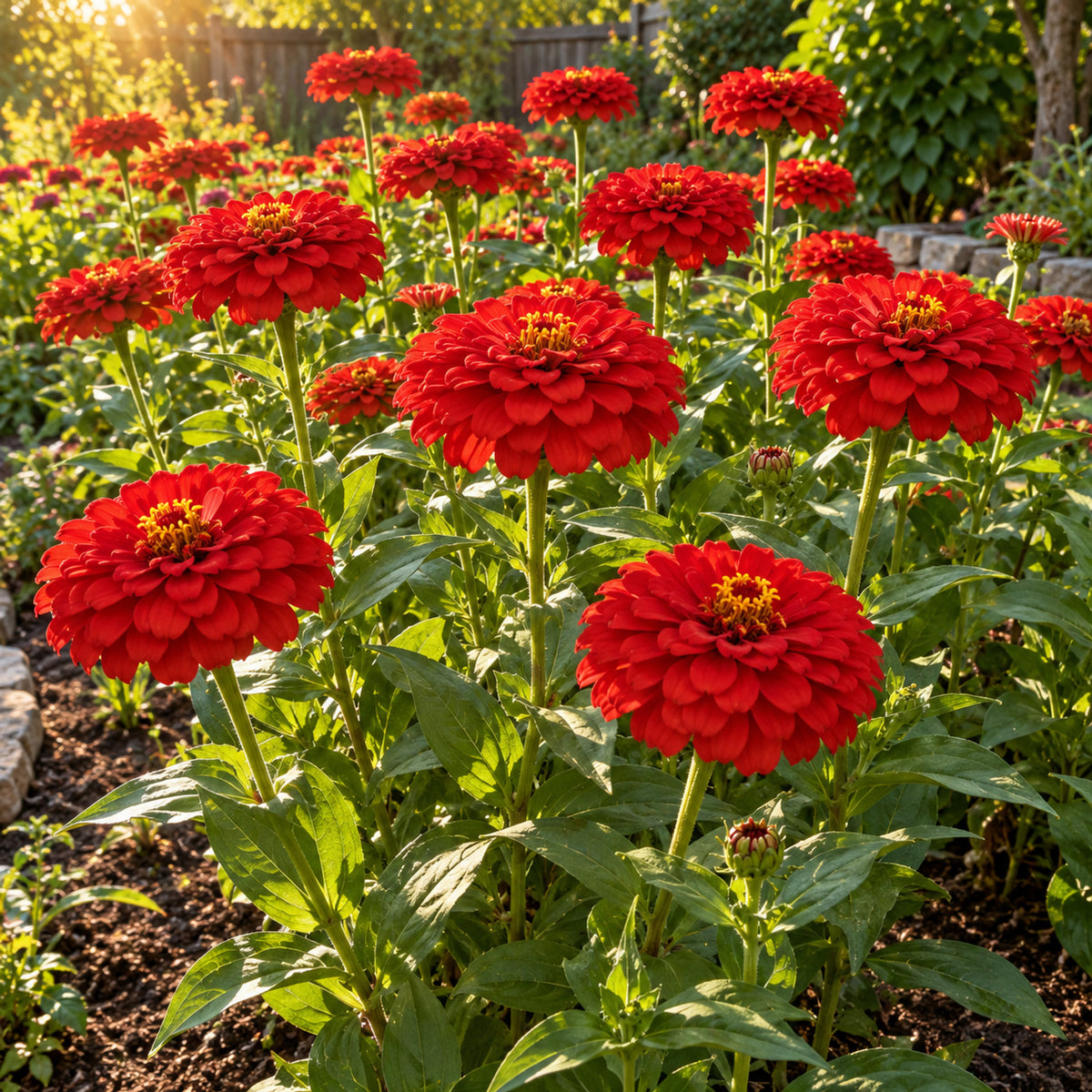Meteor Zinnia Seeds growing in a home garden