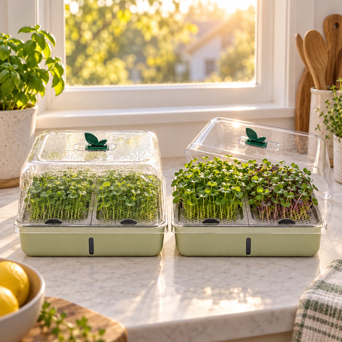 Microgreens Planters, Two Pack in use in a home garden