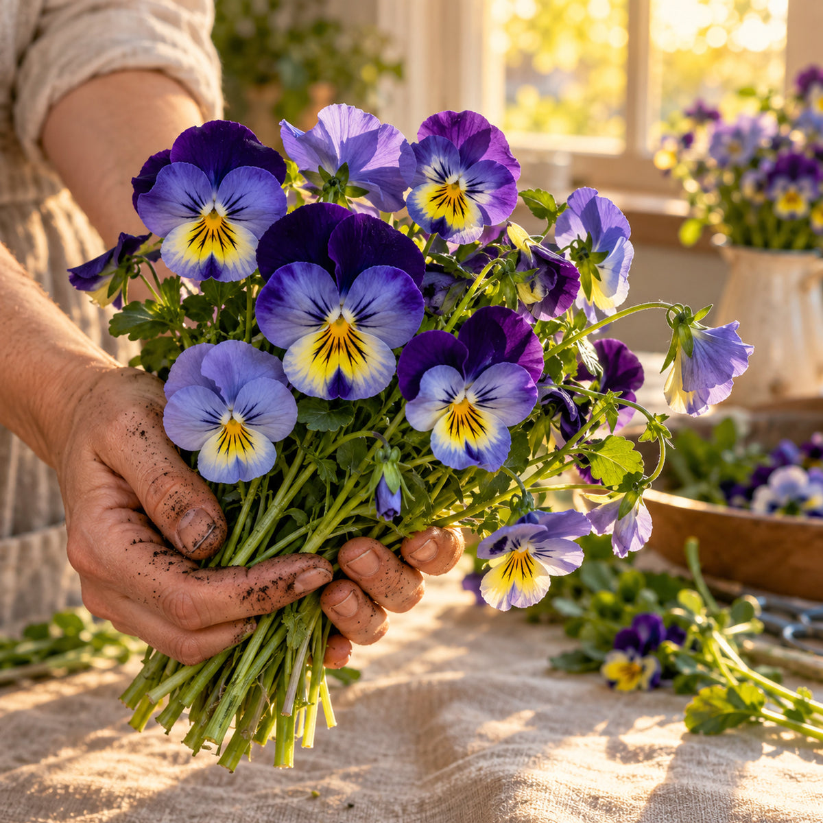 Midnight Glow Pansy Seeds harvest up close
