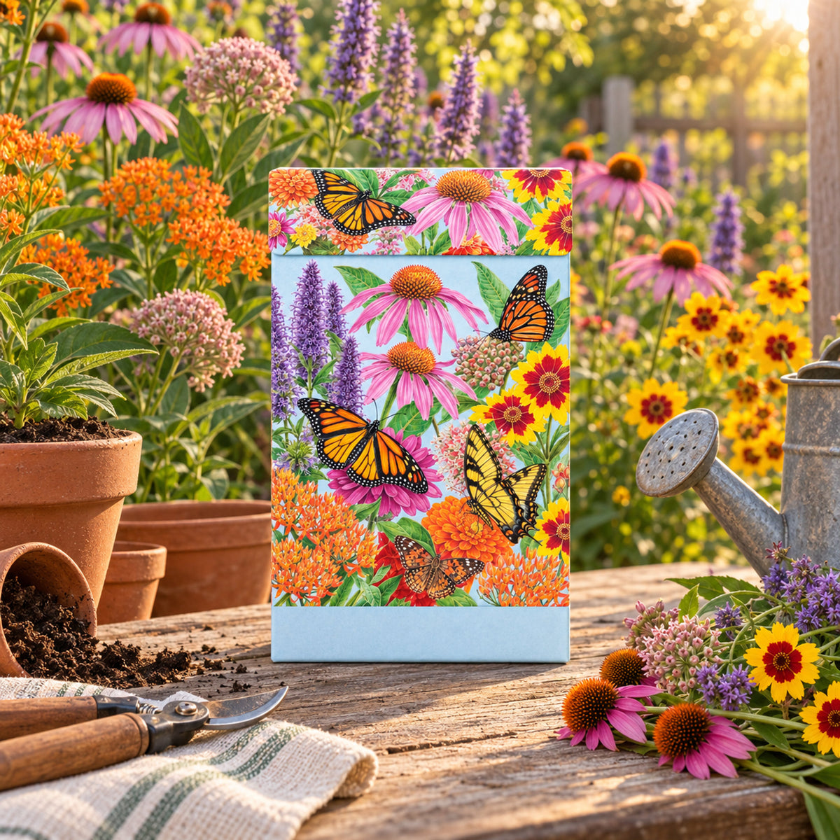 Midwest Butterfly Garden Seed Gift Set in use in a home garden