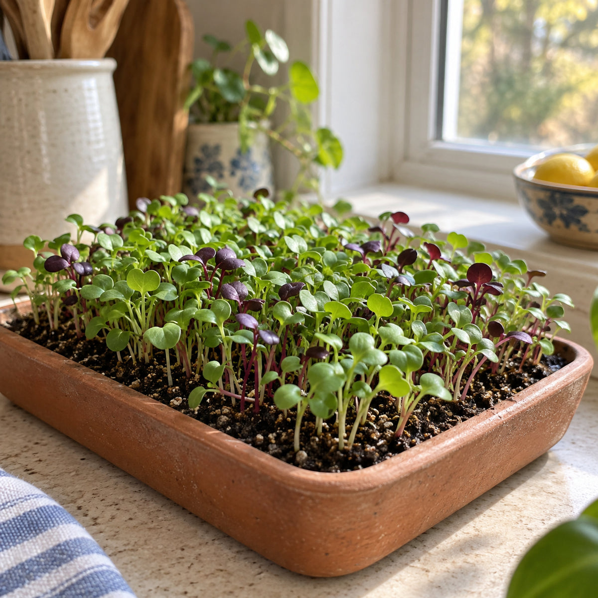 Mild Microgreens Mix Seeds growing in a home garden
