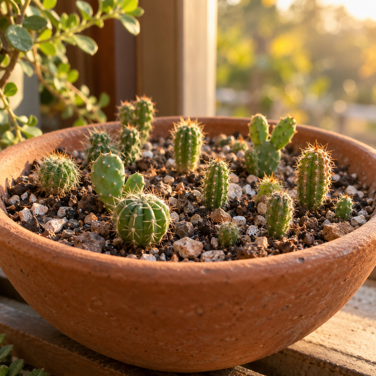 Mixed Cacti Seeds growing in a home garden