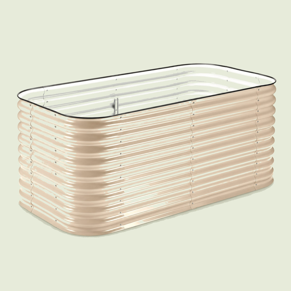 Modular Metal Raised Garden Bed, 29 Inches Tall on a soft green background