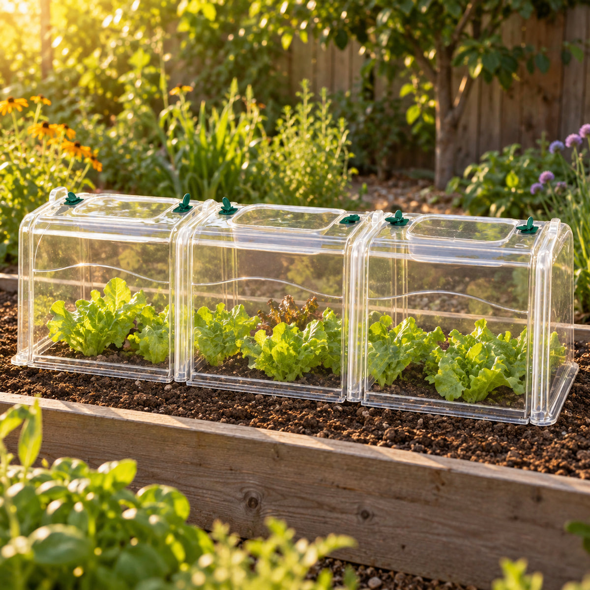 Modular Row Cloche Kit in use in a home garden